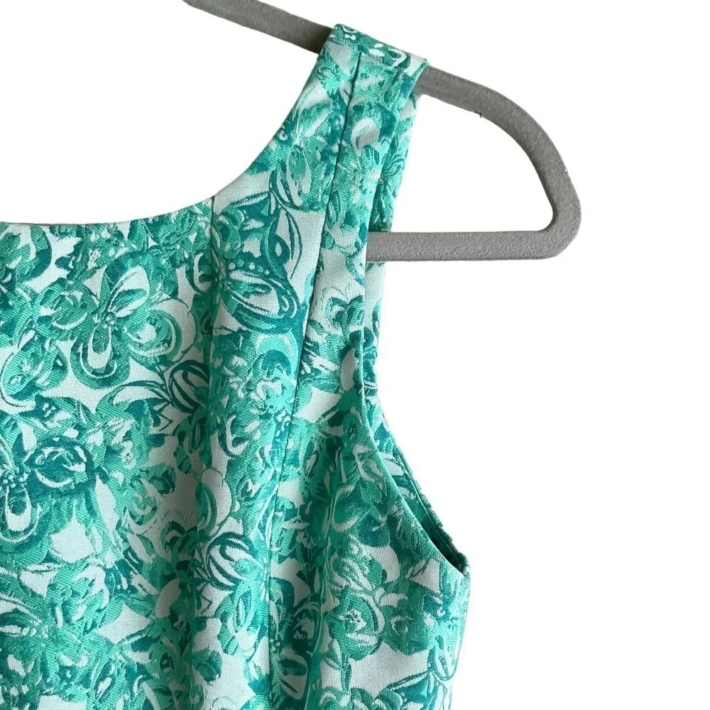 Yoana Baraschi Fit & Flare Jacquard‎ Cocktail Dress in Green Florals, Size 2